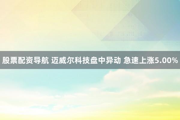 股票配资导航 迈威尔科技盘中异动 急速上涨5.00%